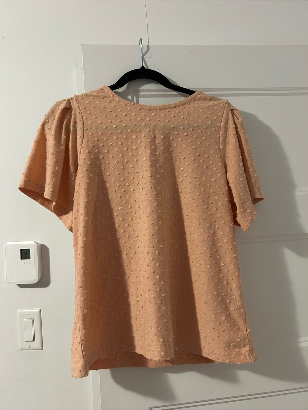 Women's Peach Dot-Textured Short Sleeve Top